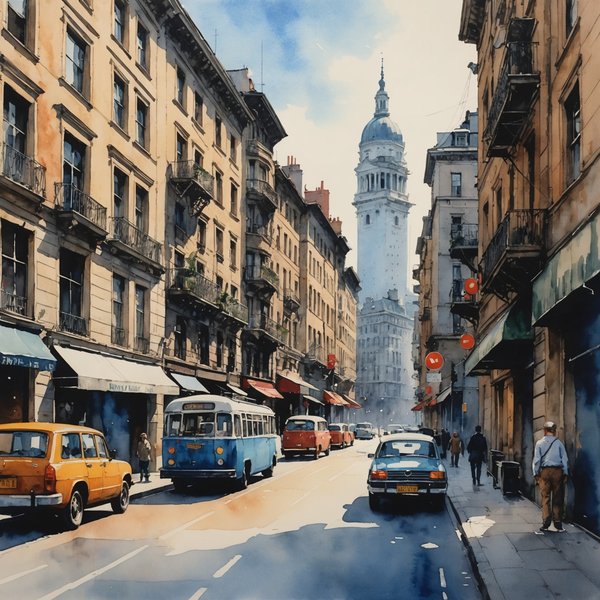 Comment les techniques de l'aquarelle peuvent-elles être utilisées pour capturer des paysages urbains modernes ?